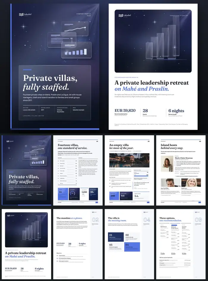 Investor documents, Lakazbel Villas: finished specimen shown whole