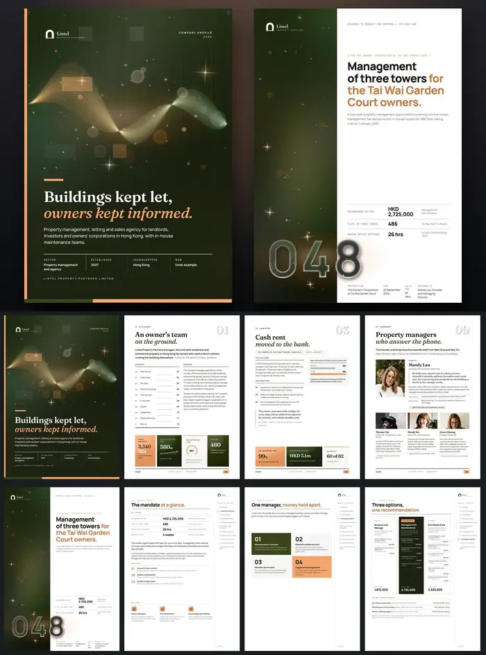Investor documents, Lintel Property Partners: finished specimen shown whole