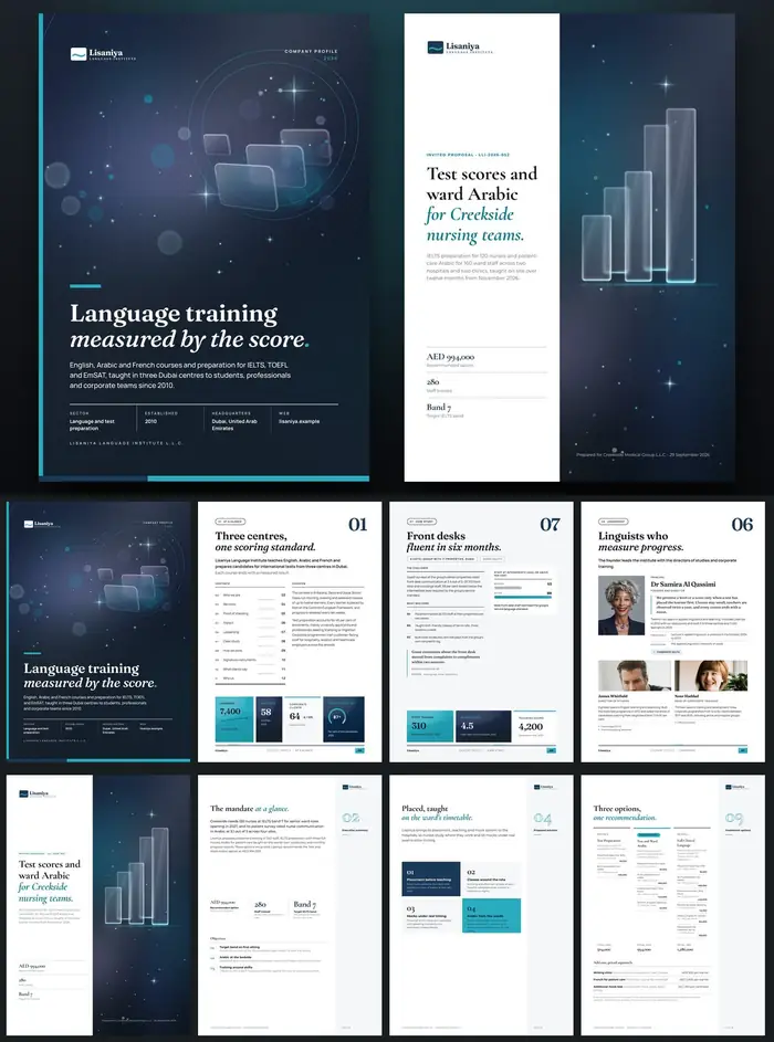 Investor documents, Lisaniya Language Institute: finished specimen shown whole