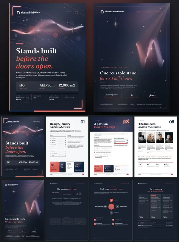 Investor documents, Minassa Exhibitions: finished specimen shown whole
