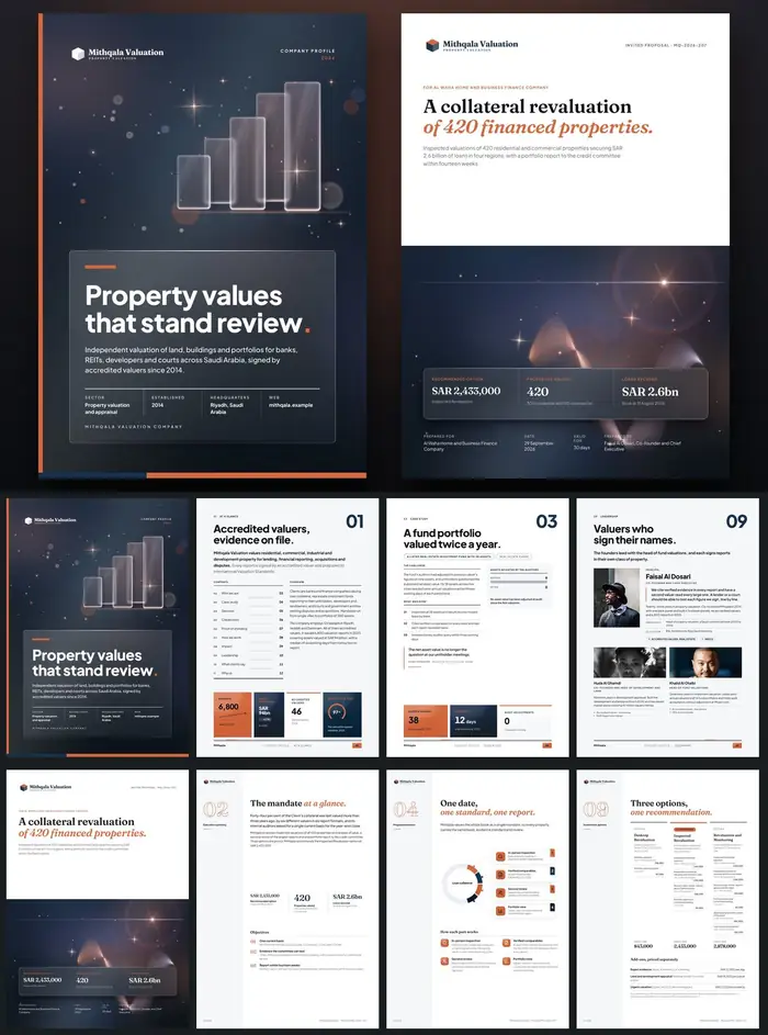 Investor documents, Mithqala Valuation: finished specimen shown whole