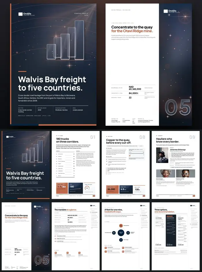 Investor documents, Ondjila Corridor Haulage: finished specimen shown whole