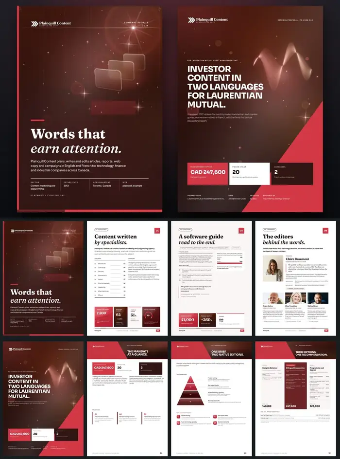 Investor documents, Plainquill Content: finished specimen shown whole