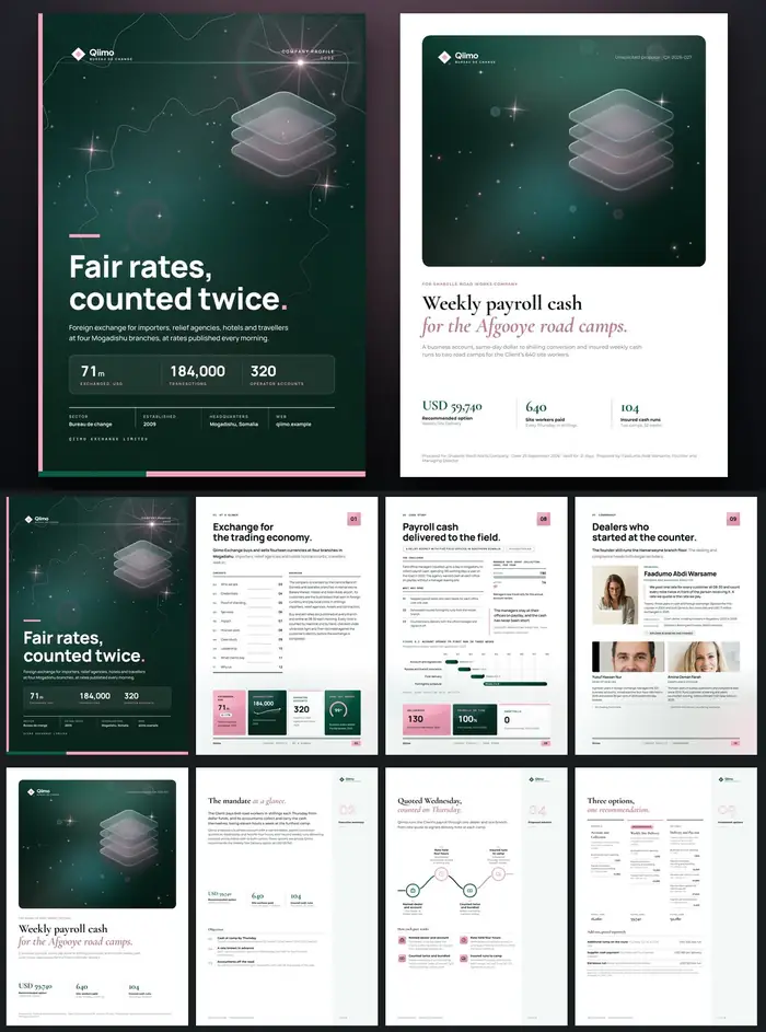 Investor documents, Qiimo Exchange: finished specimen shown whole