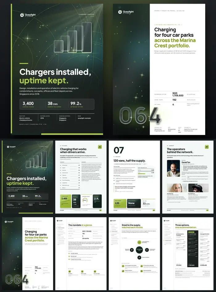 Investor documents, Quaylight Charging: finished specimen shown whole