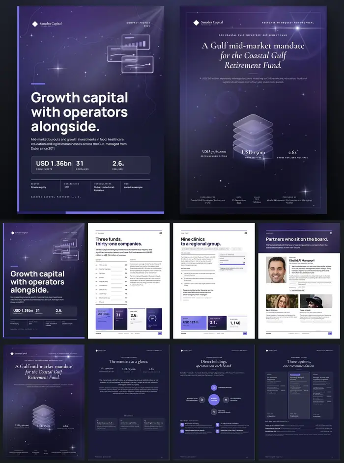 Investor documents, Sanadra Capital: finished specimen shown whole