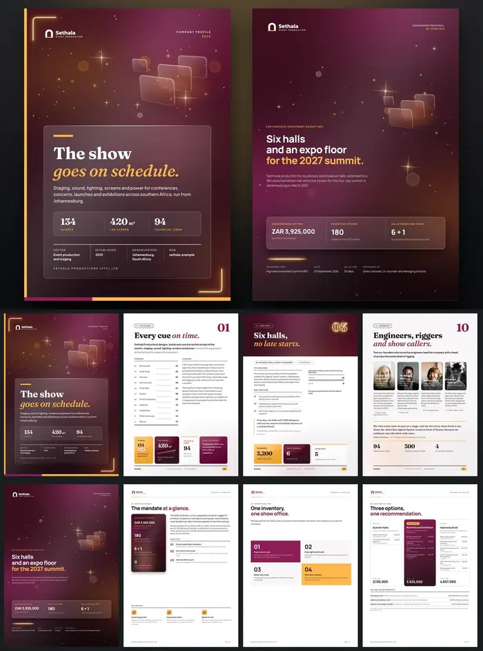 Investor documents, Sethala Productions: finished specimen shown whole