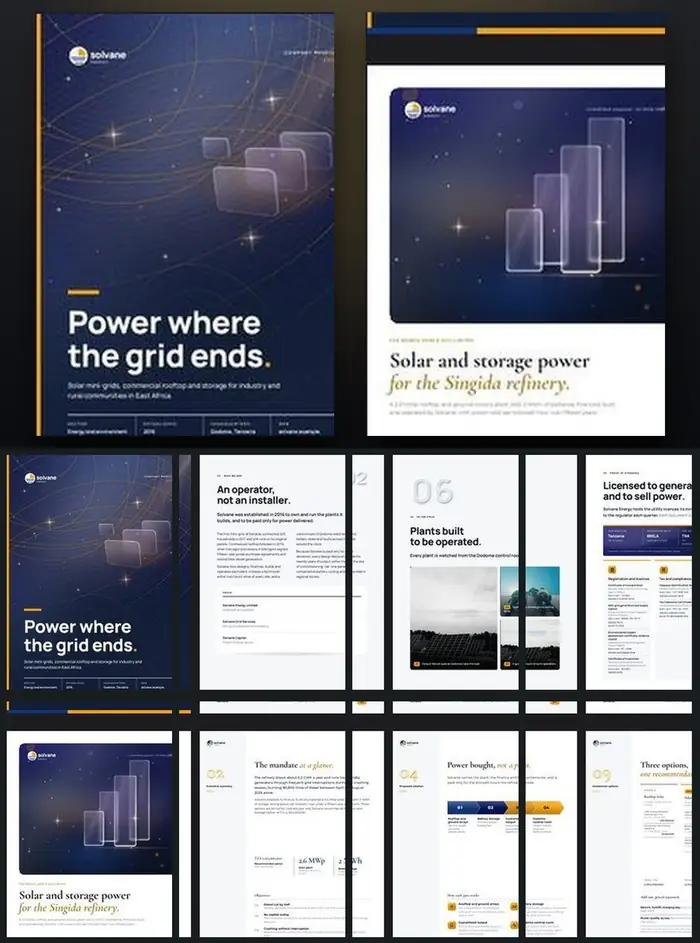 Investor documents, Solvane Energy: finished specimen shown whole