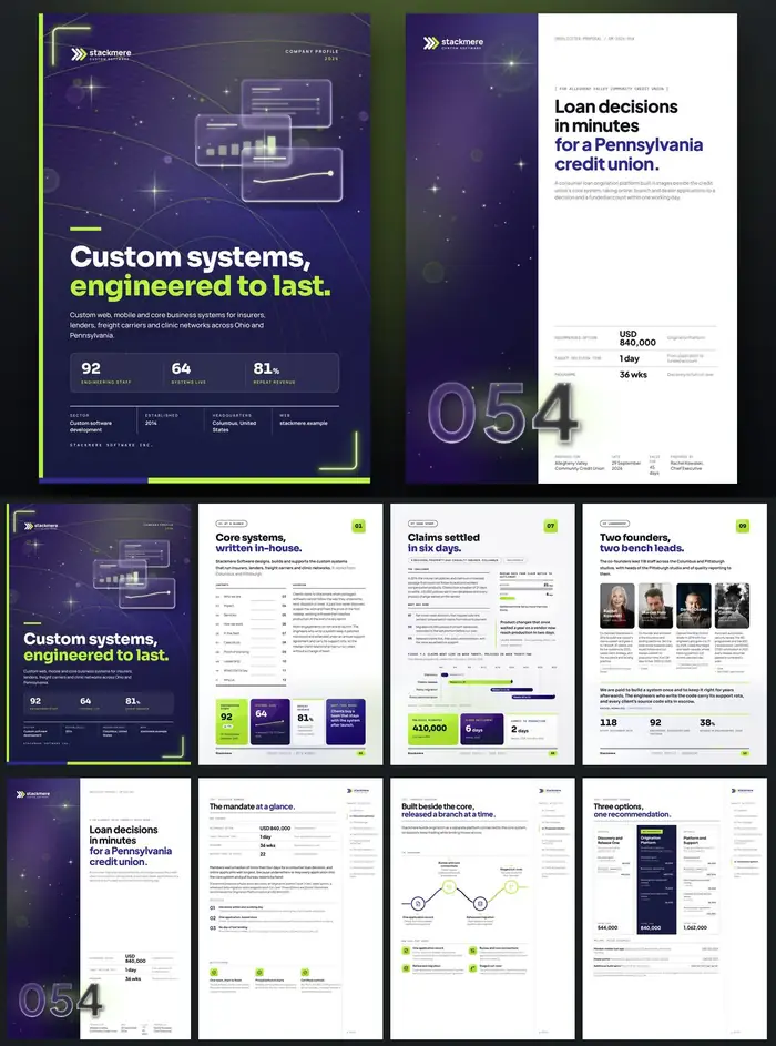 Investor documents, Stackmere Software: finished specimen shown whole