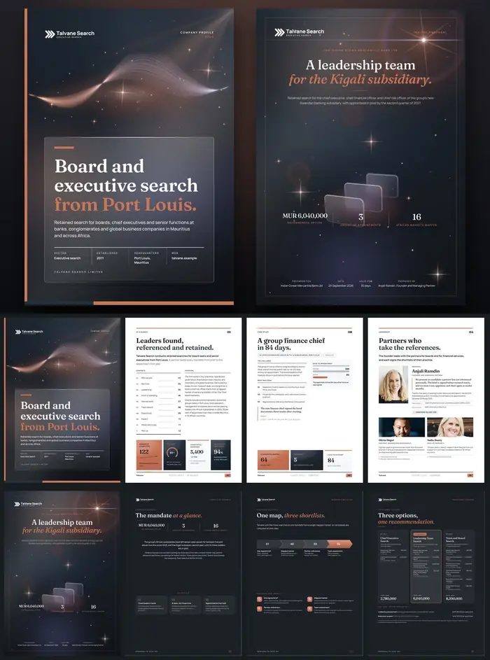 Investor documents, Talvane Search: finished specimen shown whole