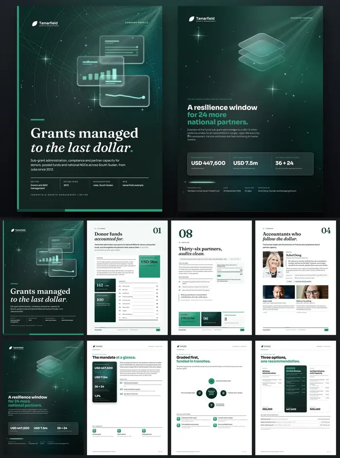 Investor documents, Tamarfield Grants Management: finished specimen shown whole