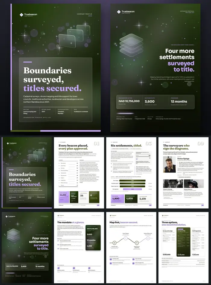 Investor documents, Truebeacon Surveys: finished specimen shown whole