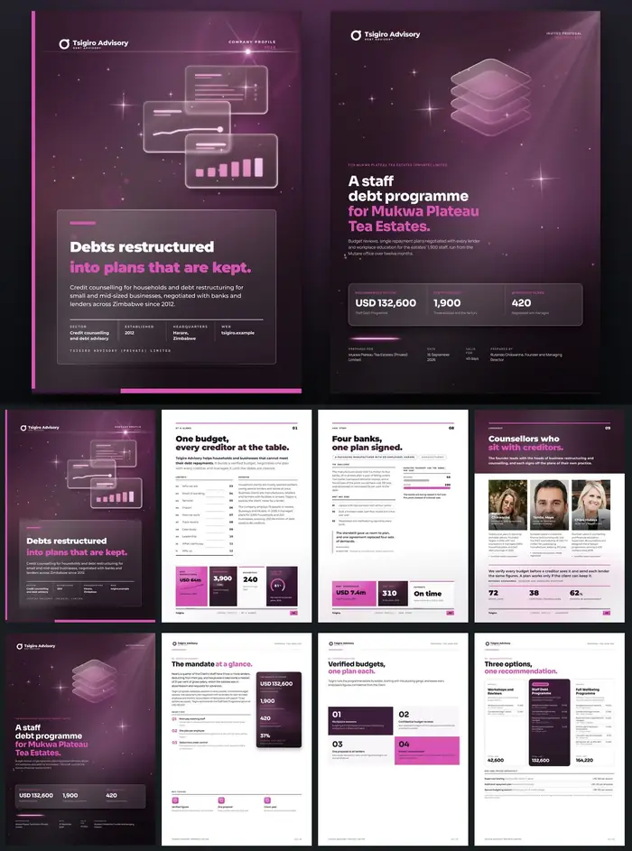 Investor documents, Tsigiro Advisory: finished specimen shown whole