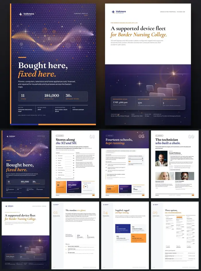 Investor documents, Voltmere Electronics: finished specimen shown whole