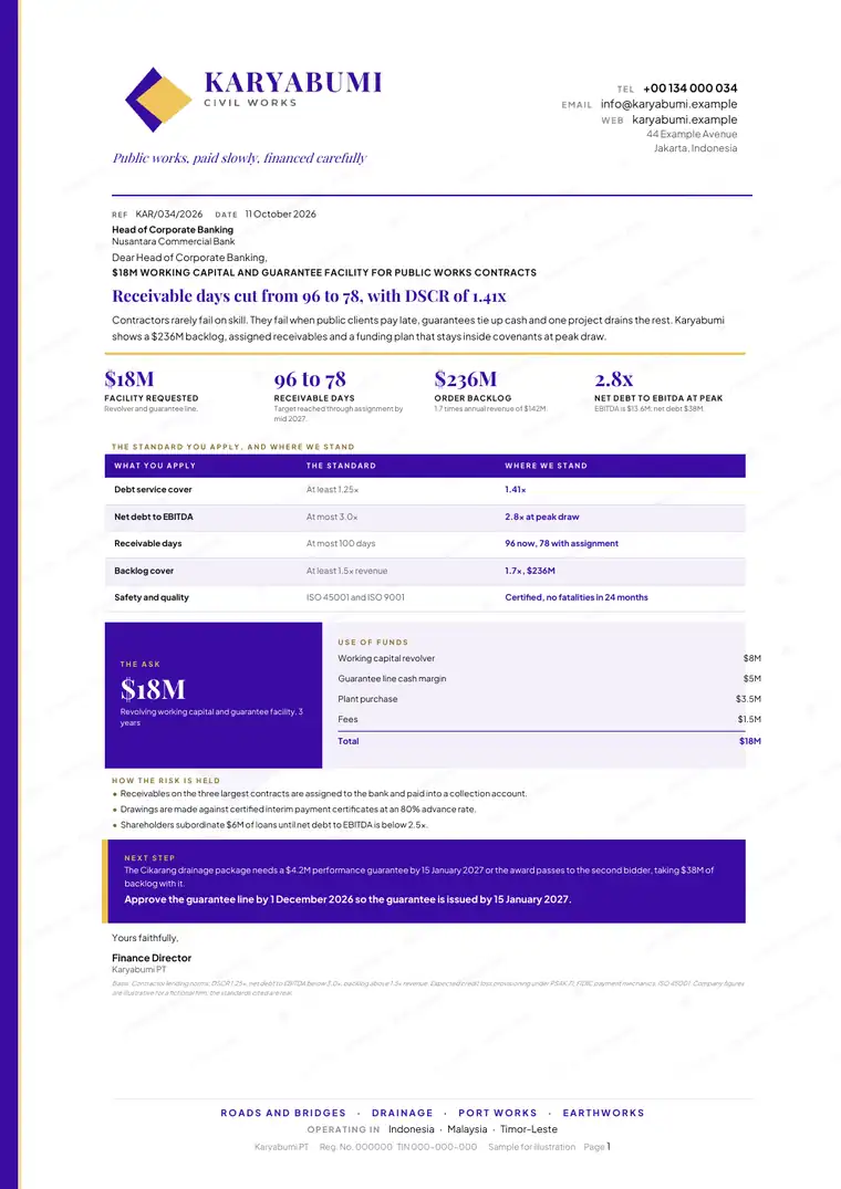 Letters, Civil engineering contractor: finished specimen shown whole