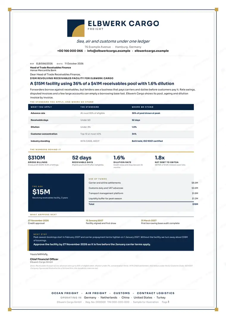 Letters, International freight forwarder: finished specimen shown whole