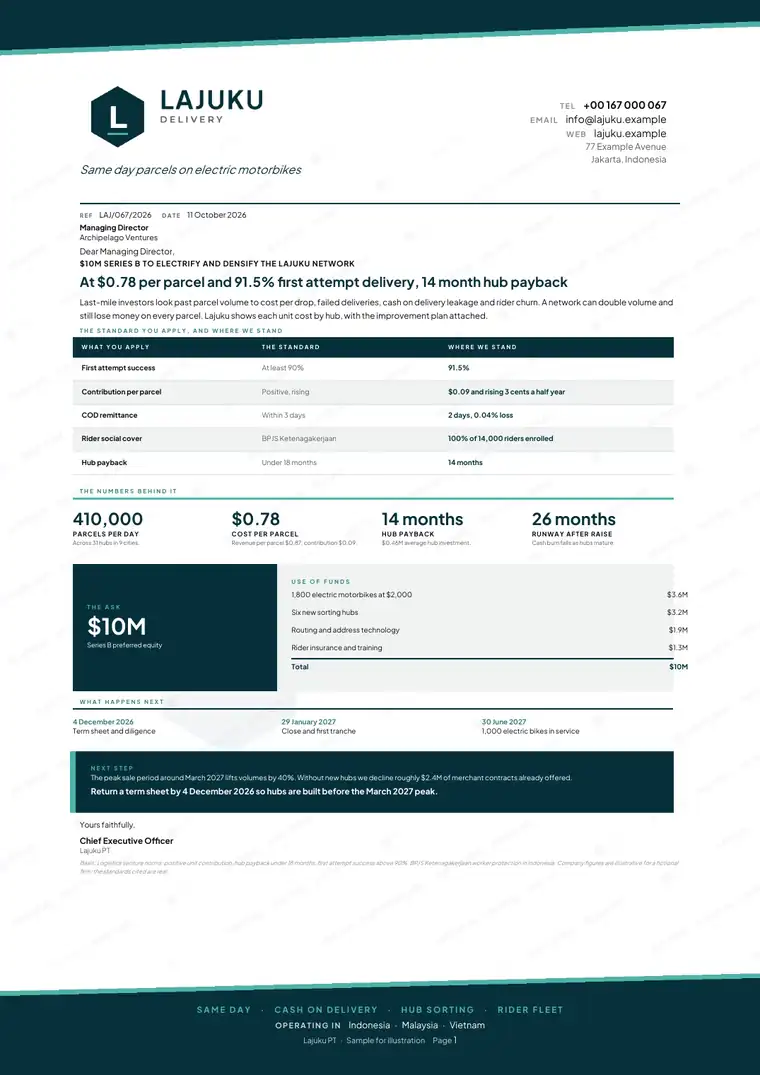 Letters, Last-mile delivery network: finished specimen shown whole