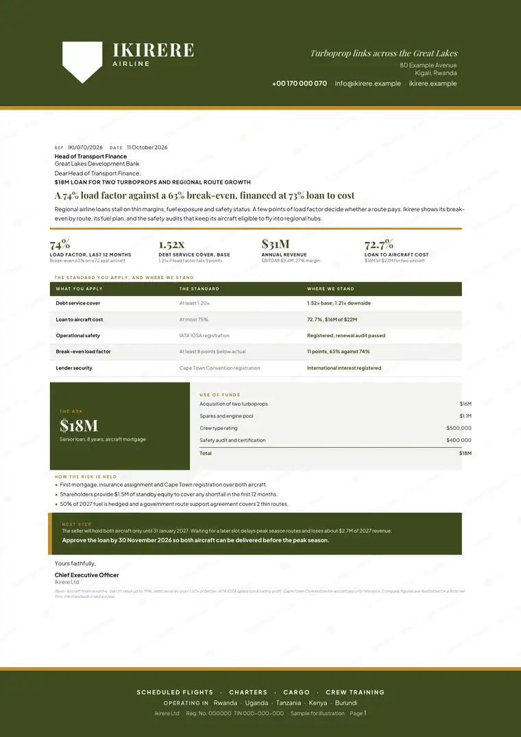 Letters, Regional airline: finished specimen shown whole