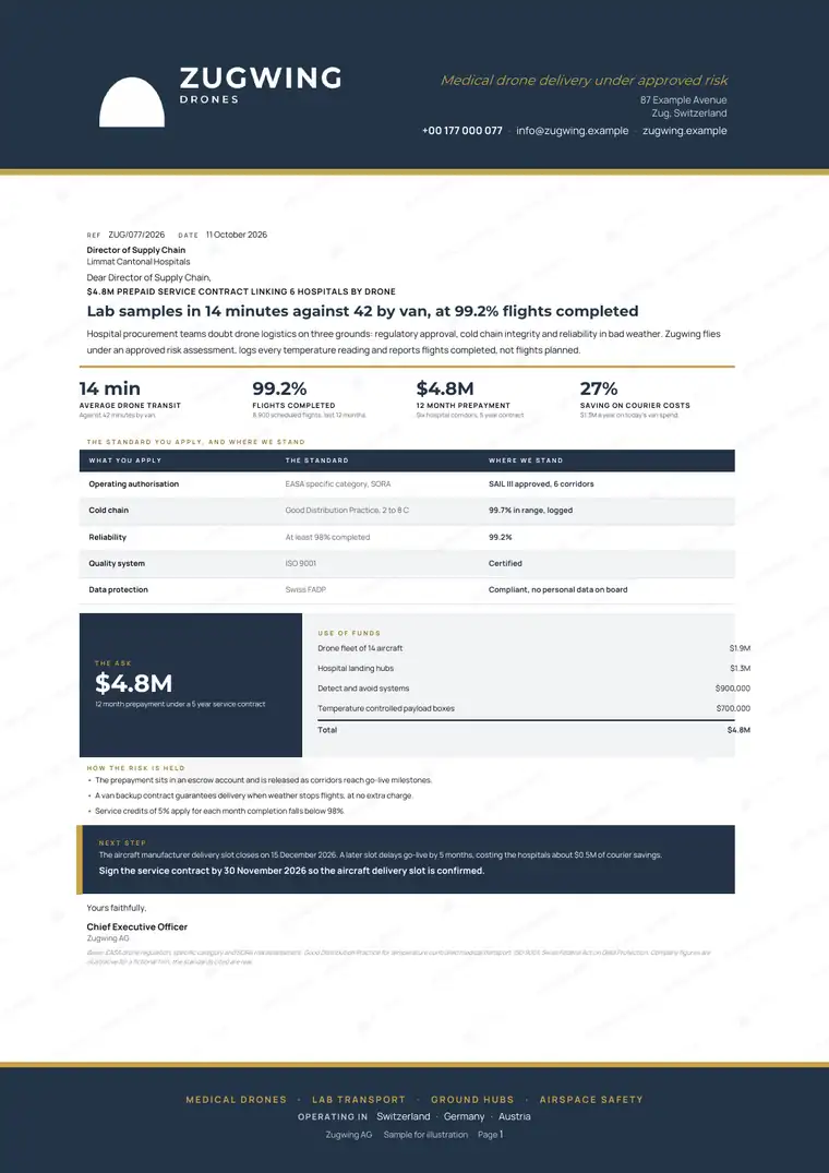 Specimen on a fictional company, shown whole