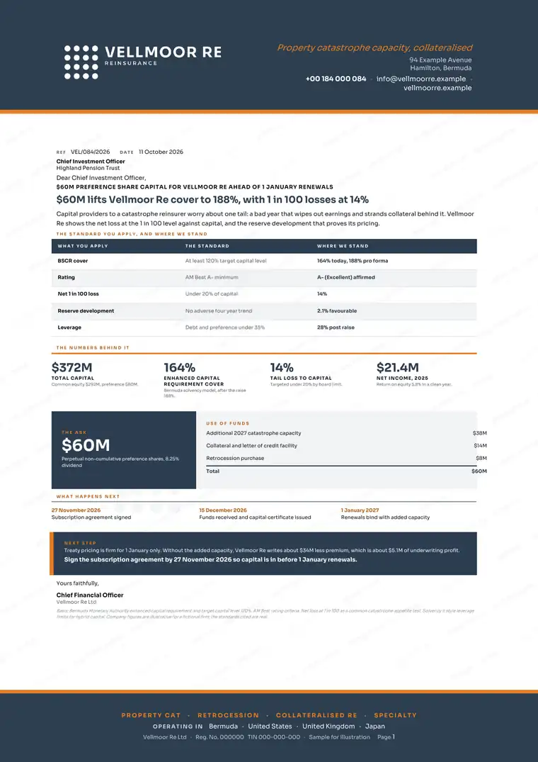 Letters, Reinsurance company: finished specimen shown whole