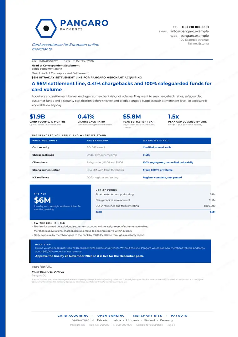 Letters, Payments fintech: finished specimen shown whole