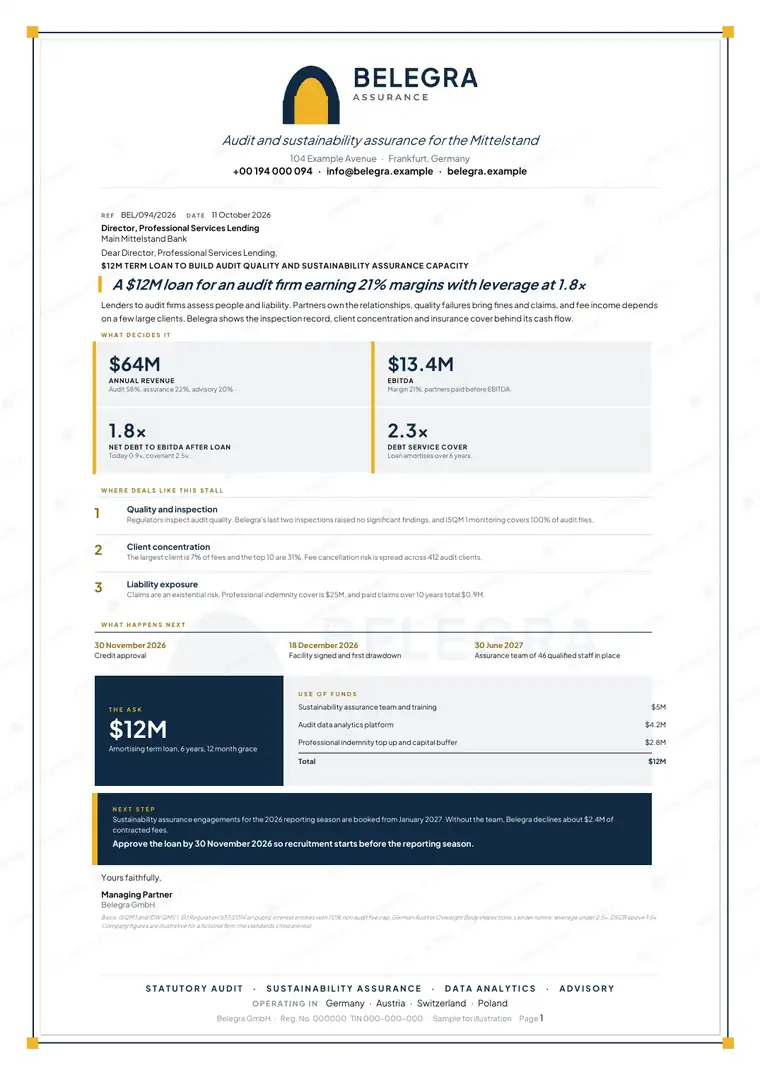 Letters, Audit and assurance firm: finished specimen shown whole