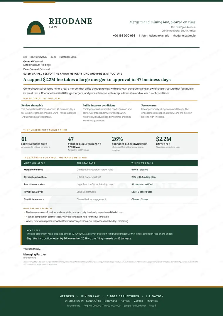 Letters, Corporate law firm: finished specimen shown whole