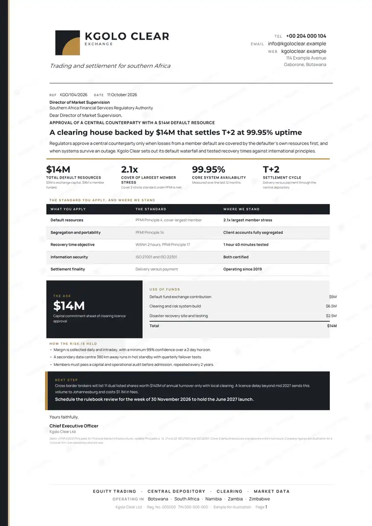 Letters, Securities exchange and market infrastructure: finished specimen shown whole