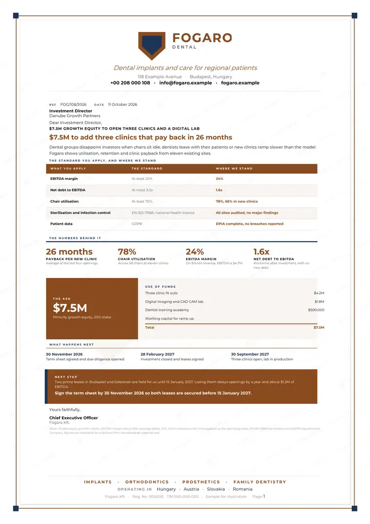 Letters, Dental clinic group: finished specimen shown whole
