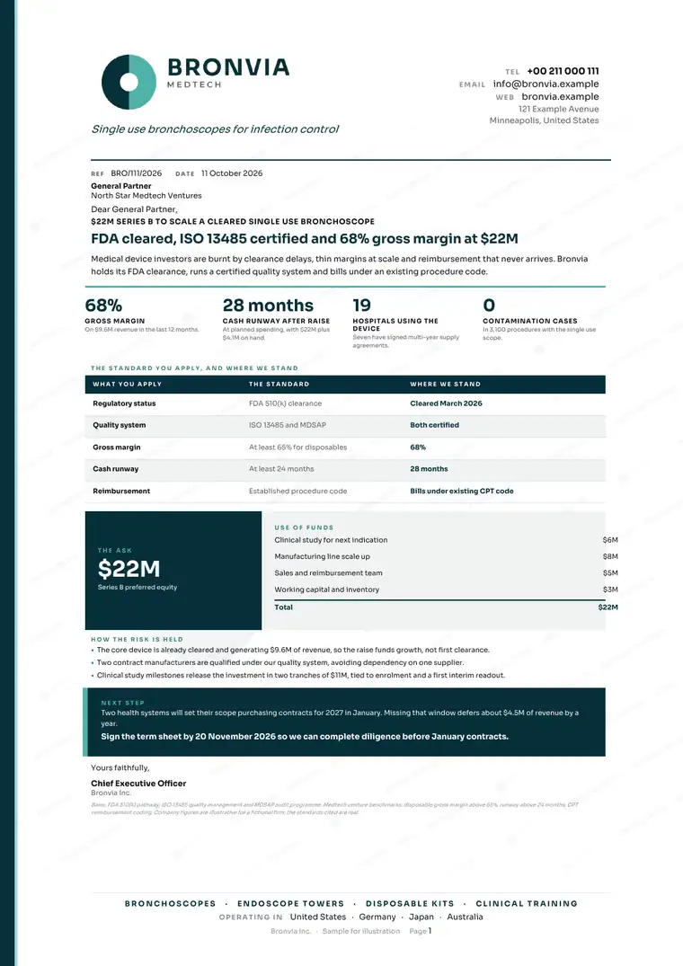 Letters, Medical device maker: finished specimen shown whole