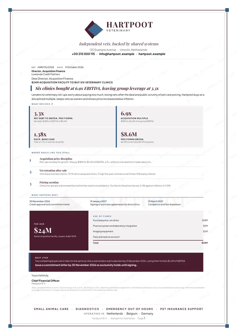 Letters, Veterinary clinic group: finished specimen shown whole