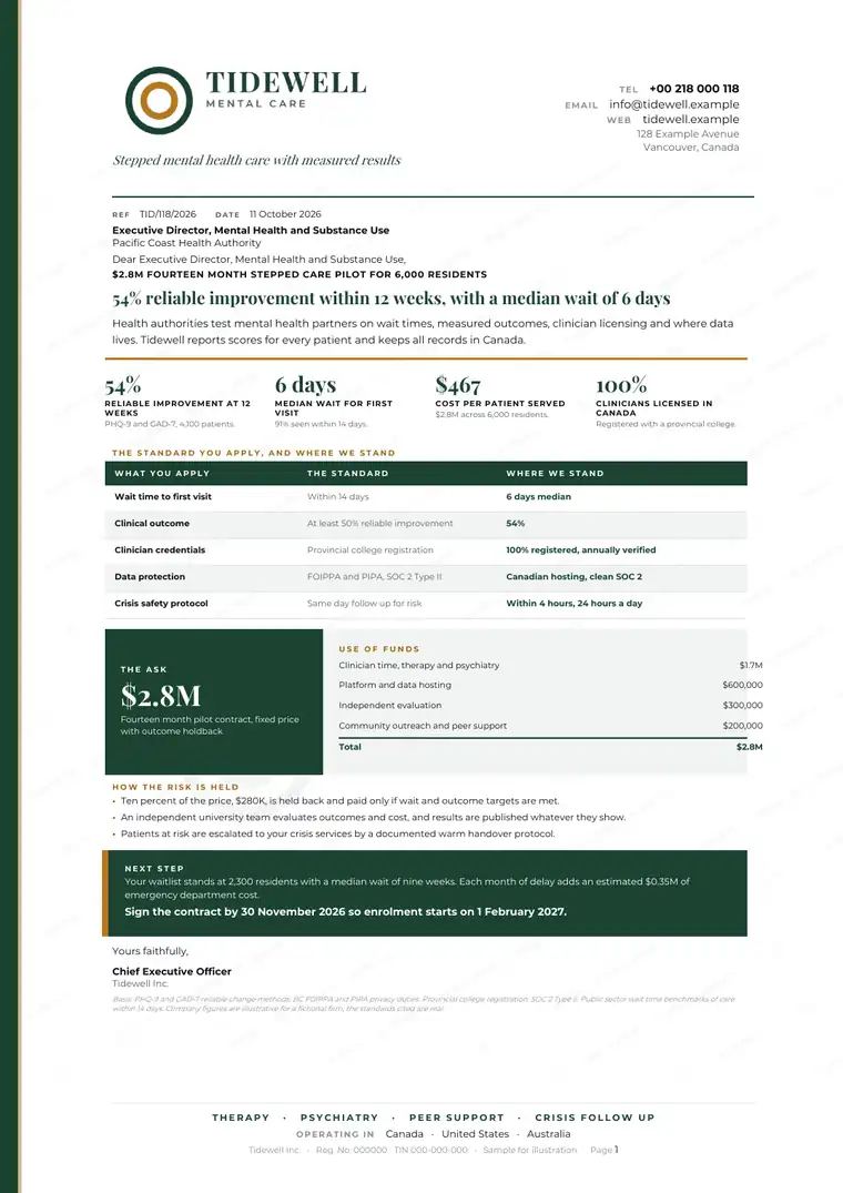 Letters, Mental health platform: finished specimen shown whole
