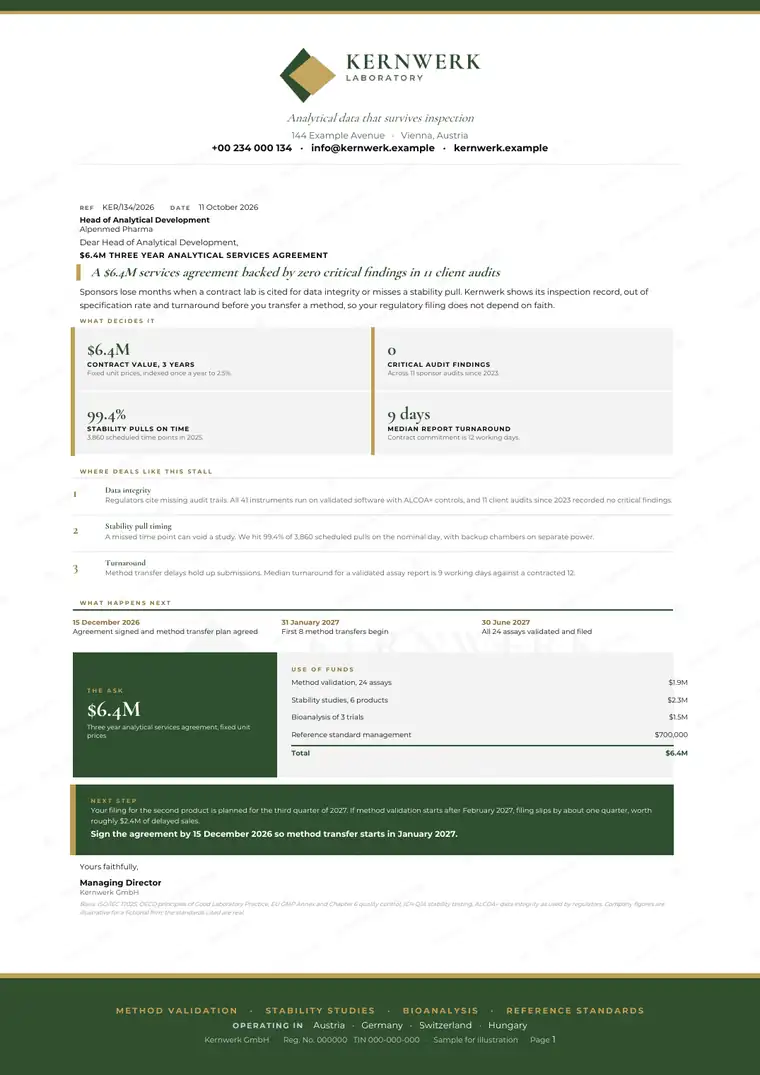 Letters, Research institute and laboratory: finished specimen shown whole