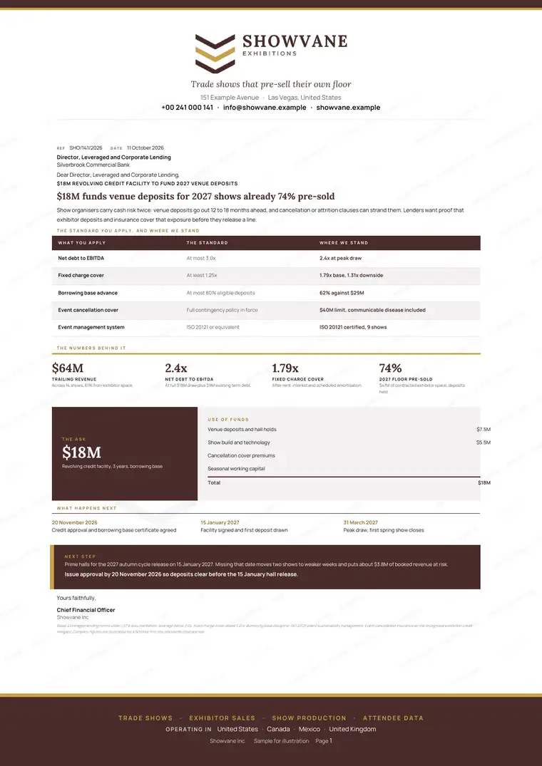 Letters, Conference and exhibition organiser: finished specimen shown whole