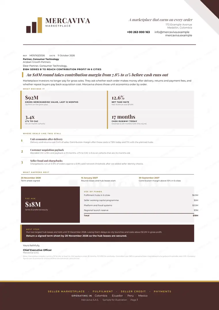 Letters, E-commerce marketplace: finished specimen shown whole
