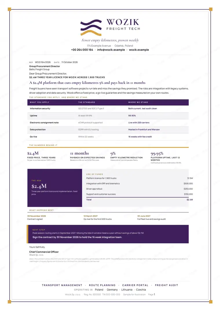 Letters, Logistics software: finished specimen shown whole