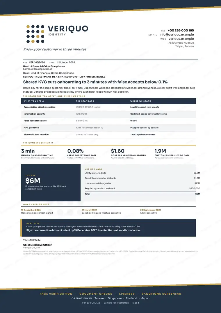 Letters, Digital identity and KYC: finished specimen shown whole