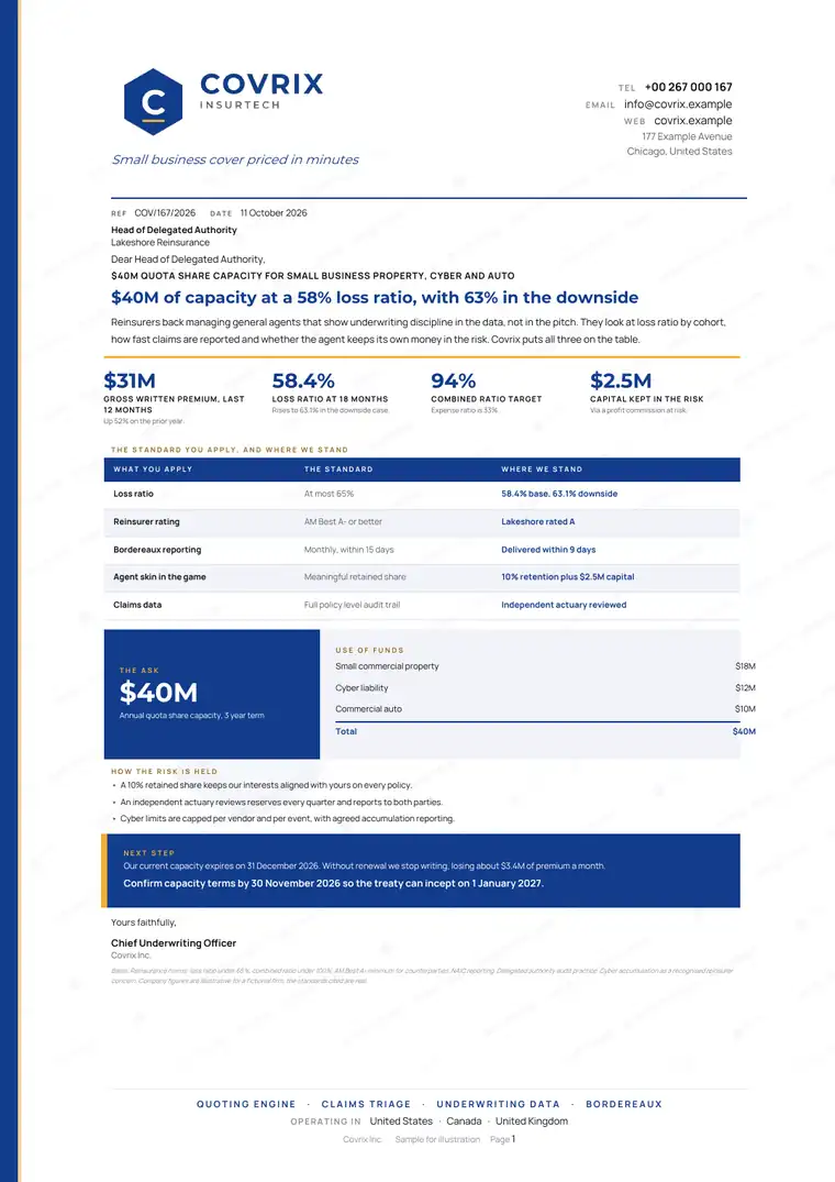 Letters, Insurance technology: finished specimen shown whole