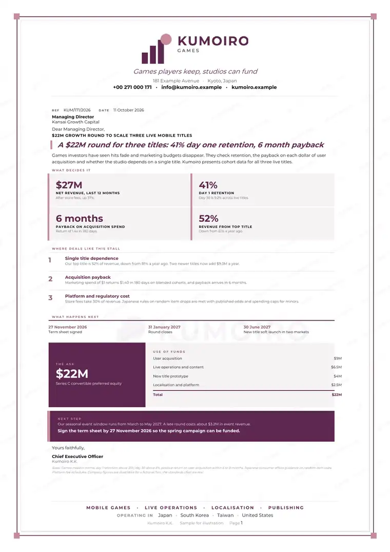 Letters, Mobile games publisher: finished specimen shown whole