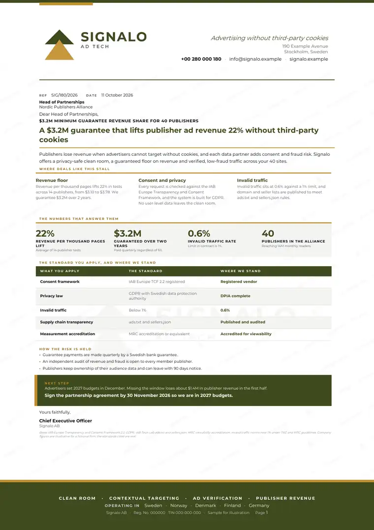 Letters, Digital media and ad tech: finished specimen shown whole