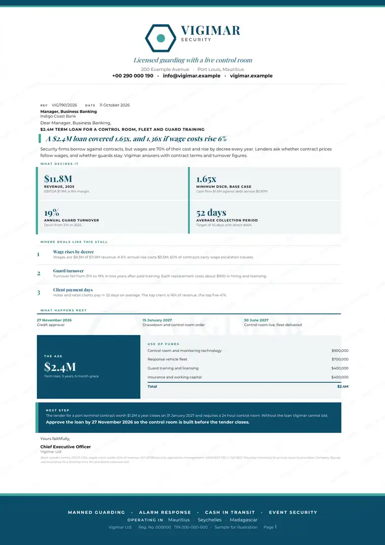 Letters, Security services provider: finished specimen shown whole