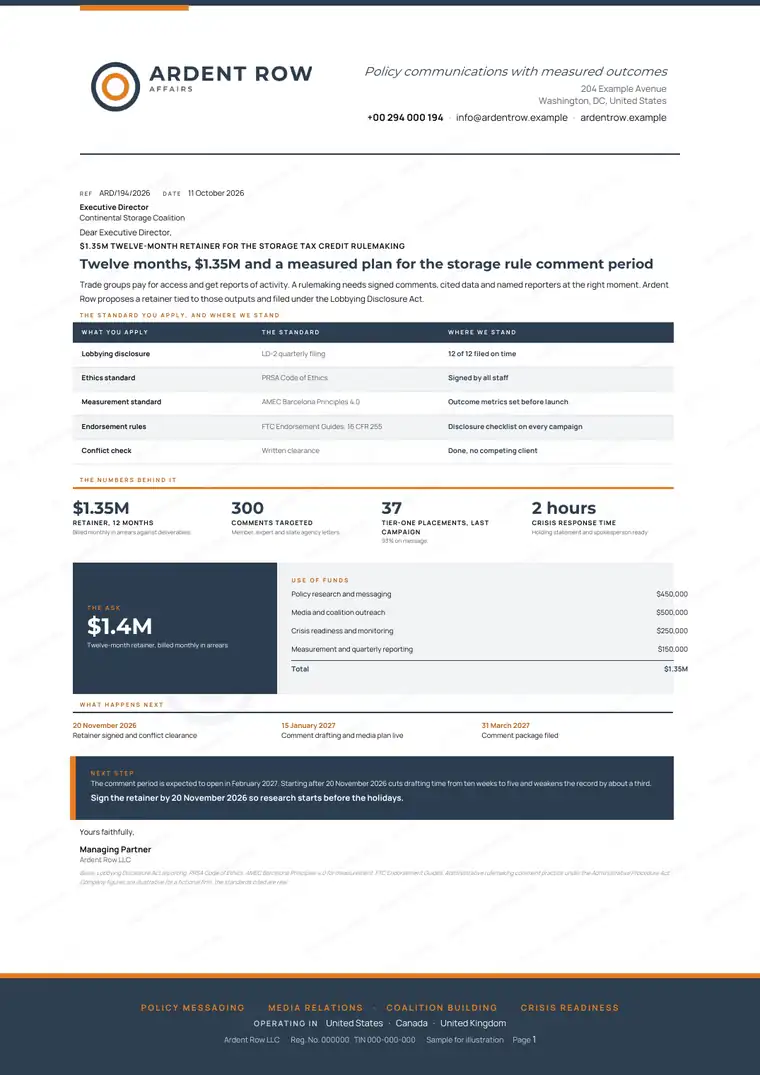Letters, Public relations consultancy: finished specimen shown whole