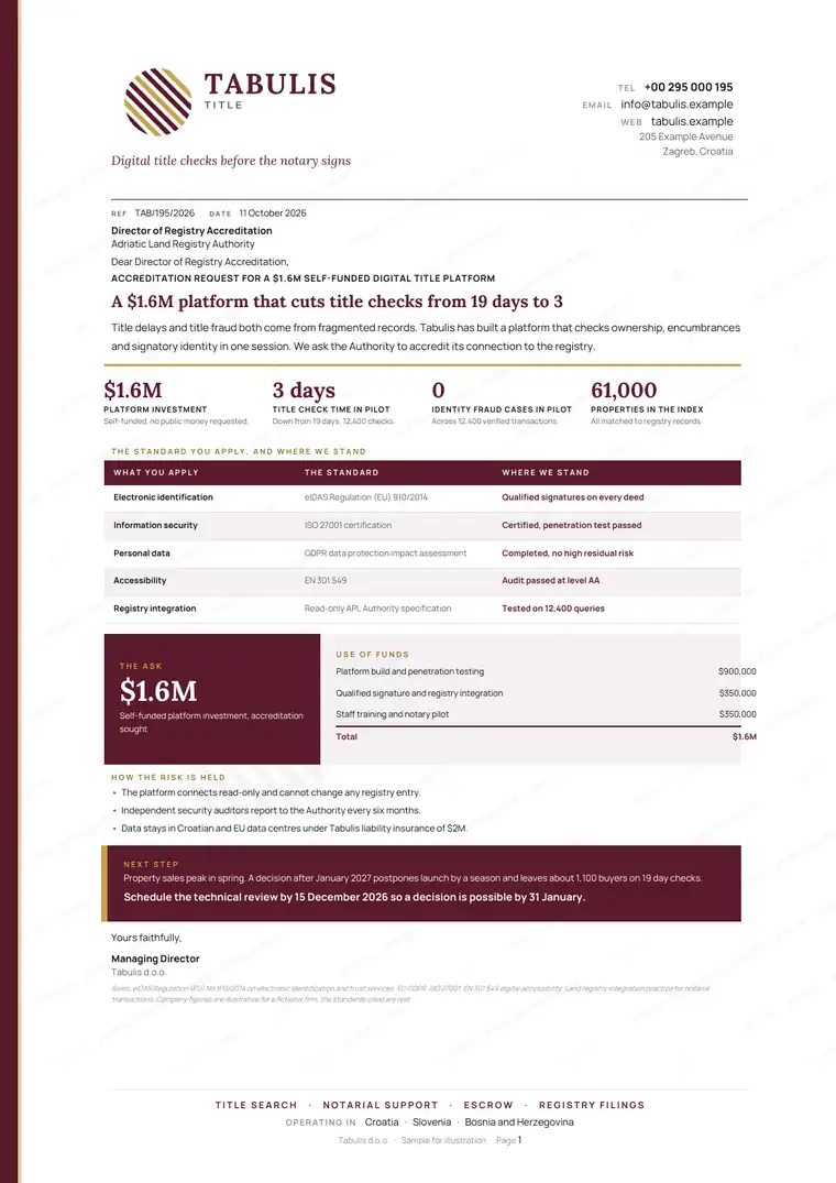 Letters, Notary and title services: finished specimen shown whole