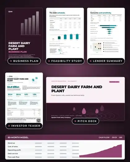 Plans, Desert dairy farm and plant: finished specimen shown whole