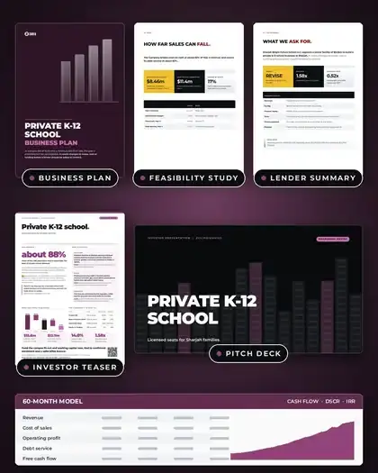 Plans, Private K-12 school: finished specimen shown whole