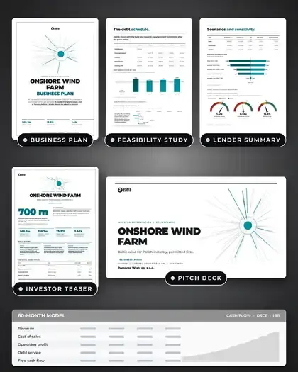 Plans, Onshore wind farm: finished specimen shown whole