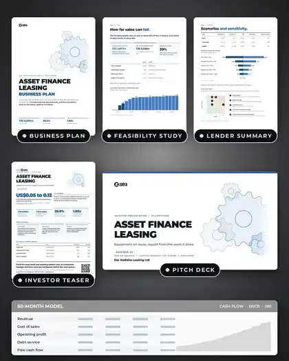 Plans, Asset finance leasing: finished specimen shown whole