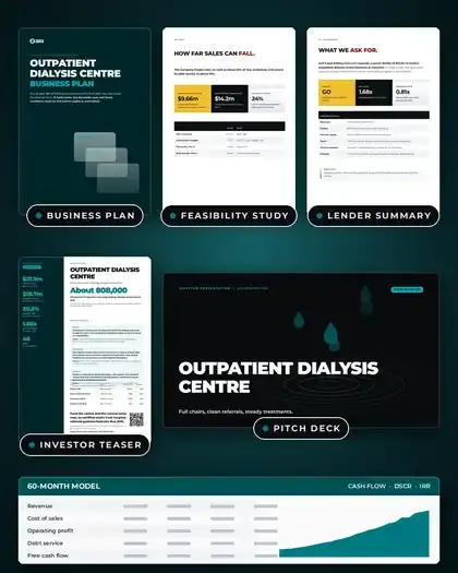 Plans, Outpatient dialysis centre: finished specimen shown whole