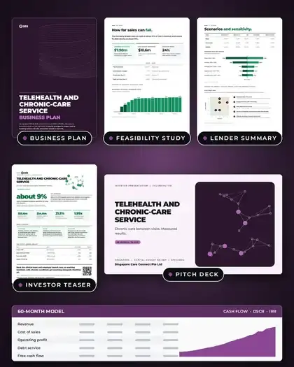Plans, Telehealth and chronic-care service: finished specimen shown whole