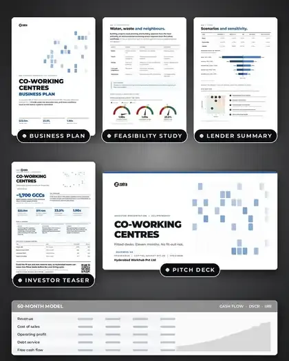 Plans, Co-working centres: finished specimen shown whole